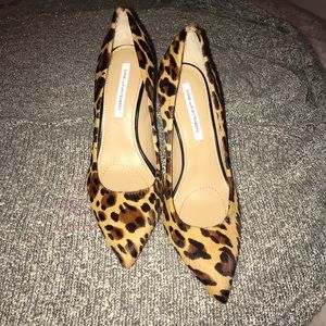 Diane Von Furstenberg Haircalf Anette Leopard Pump